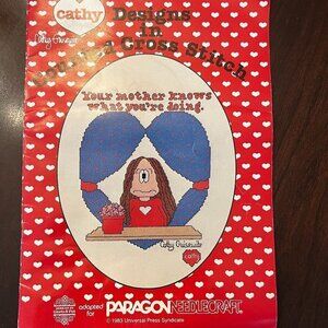 Vintage Cathy Designs For Counted Cross Stitch Pattern Book. Paragon Needlework